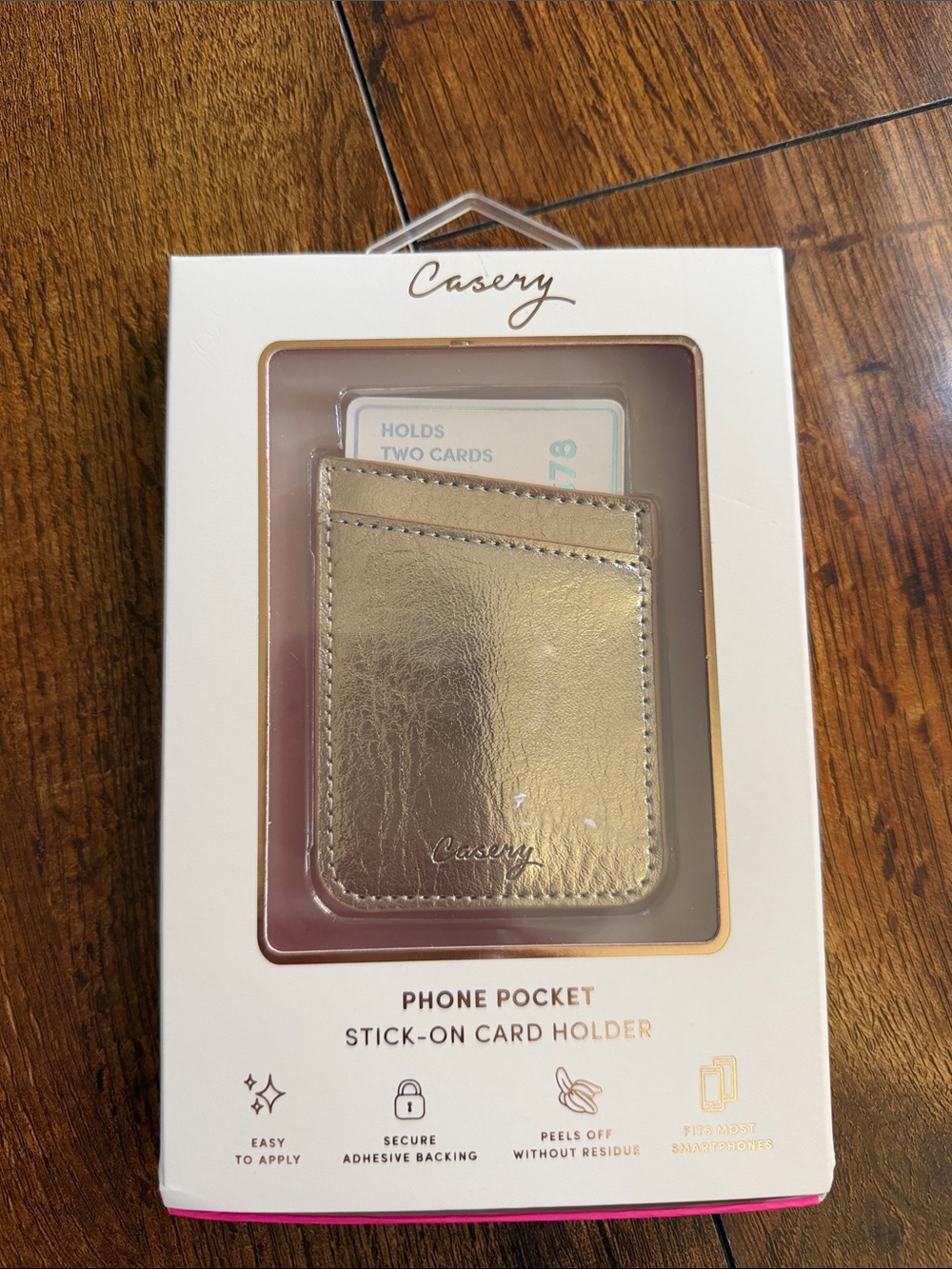 Casery Gold Stick-On Phone Card Pocket